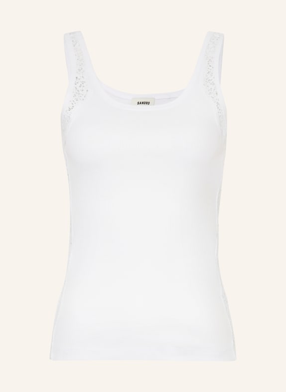 SANDRO Top mit Spitze WEISS