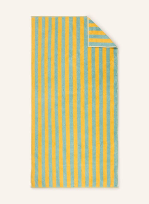 Cawö Douchehanddoek BOLD TURQUOISE / DONKERGEEL