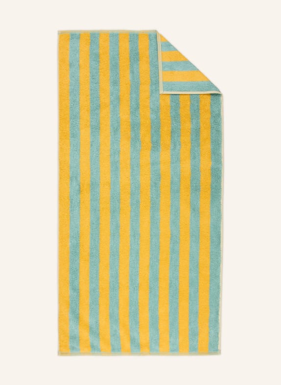 Cawö Handdoek BOLD TURQUOISE / DONKERGEEL