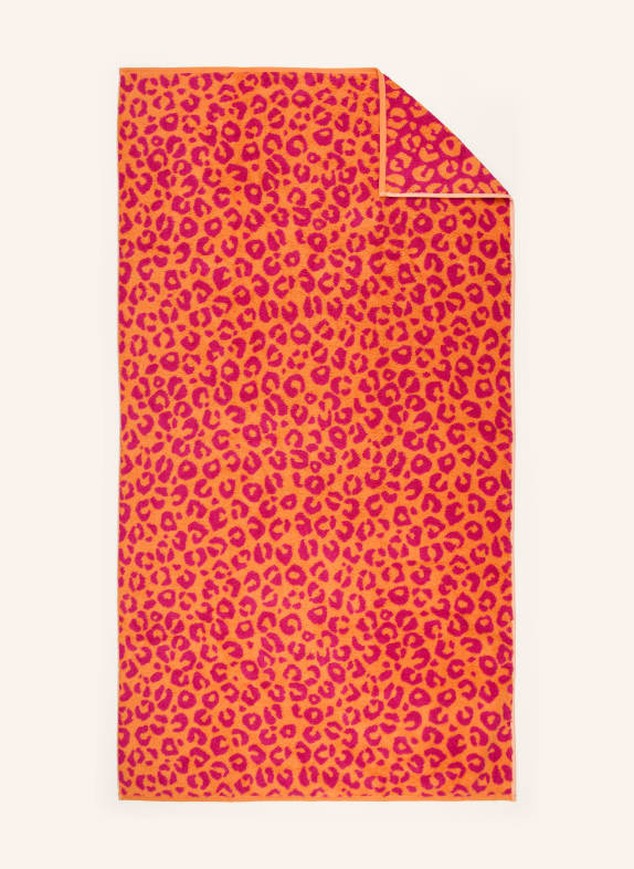 Cawö Douchehanddoek TWO-TONE LEO ORANJE / ROZE