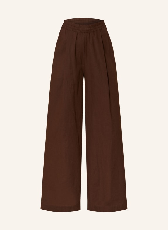 Rich & Royal Pantalon Marlene en lin MARRON FONCÉ