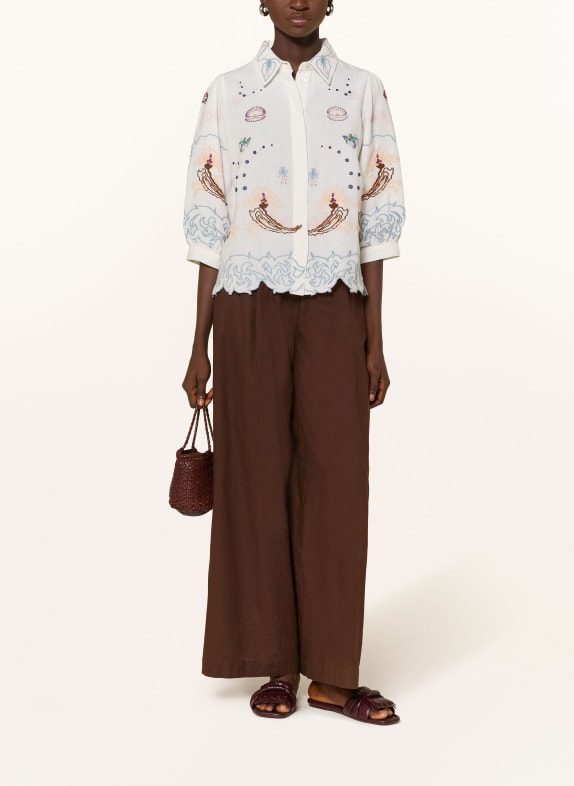 Rich & Royal Marlene-broek met linnen MARRON FONCÉ