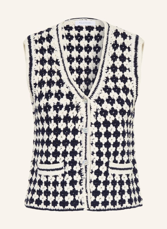 Rich & Royal crochet vest DARK BLUE / WHITE