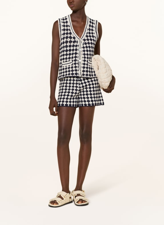 Rich & Royal crochet vest DARK BLUE / WHITE