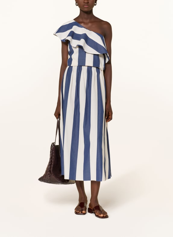 Rich & Royal One-shoulder blouse met volants DONKERBLAUW / ECRU