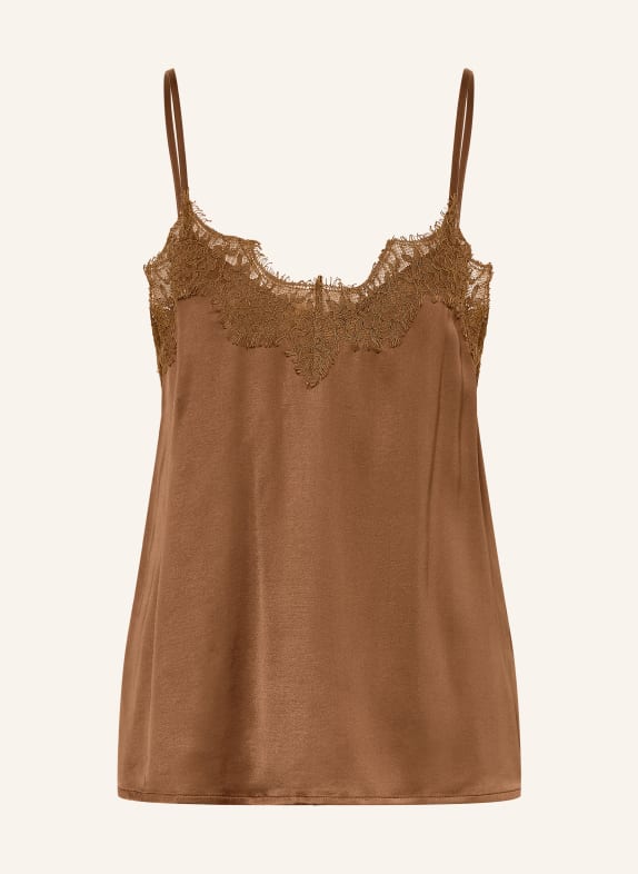 Rich & Royal Top en satin avec dentelle MARRON