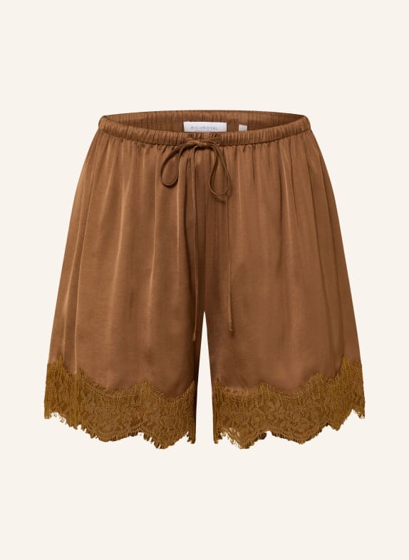 Rich & Royal Short en satin avec dentelle MARRON