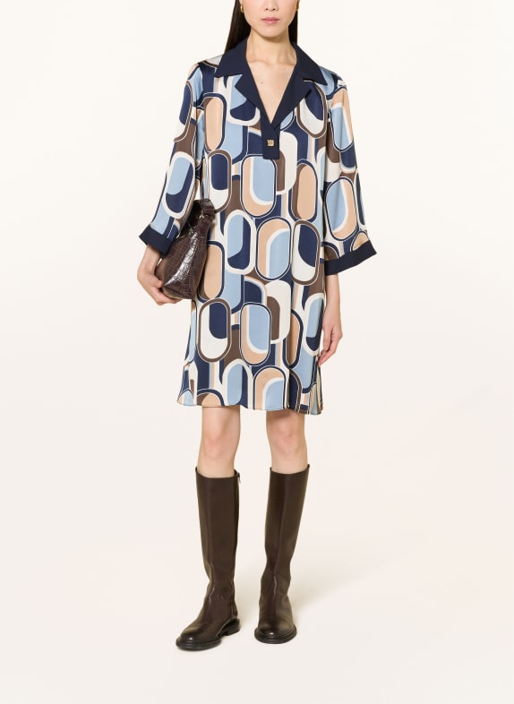Joseph Ribkoff Robe à manches 3/4 BLEU FONCÉ / CHAMEAU / MARRON FONCÉ