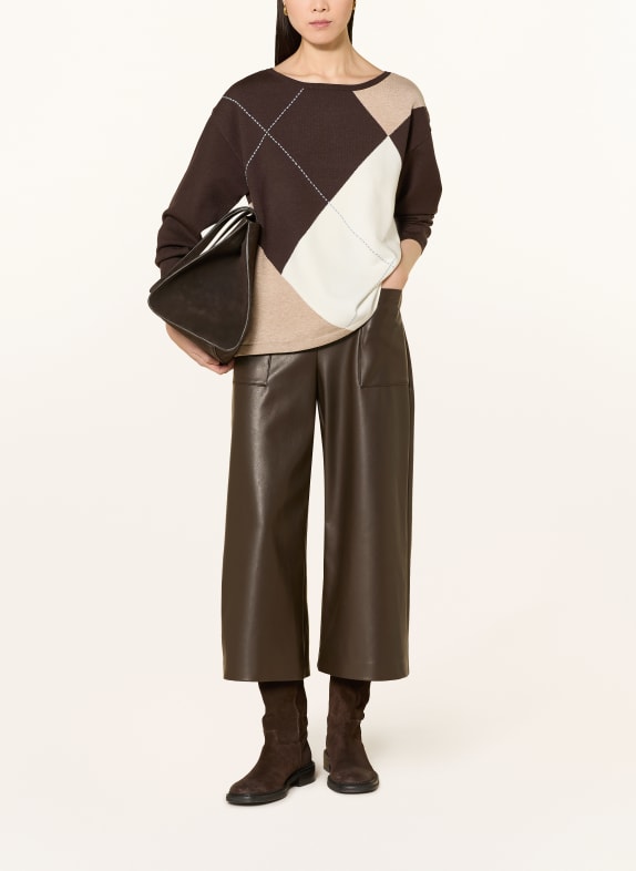 Joseph Ribkoff Culotte met leerlook MARRON FONCÉ