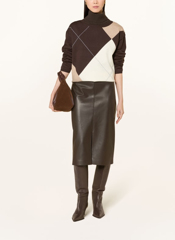 Joseph Ribkoff Rock in leerlook MARRON FONCÉ