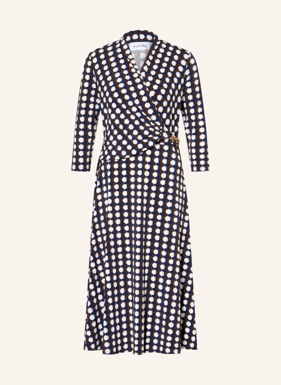 Joseph Ribkoff Jerseykleid in Wickeloptik mit 3/4-Arm DUNKELBLAU / DUNKELBRAUN / WEISS