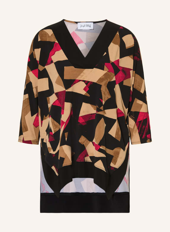 Joseph Ribkoff Chemise à manches 3/4 NOIR / BEIGE / ROUGE FONCÉ