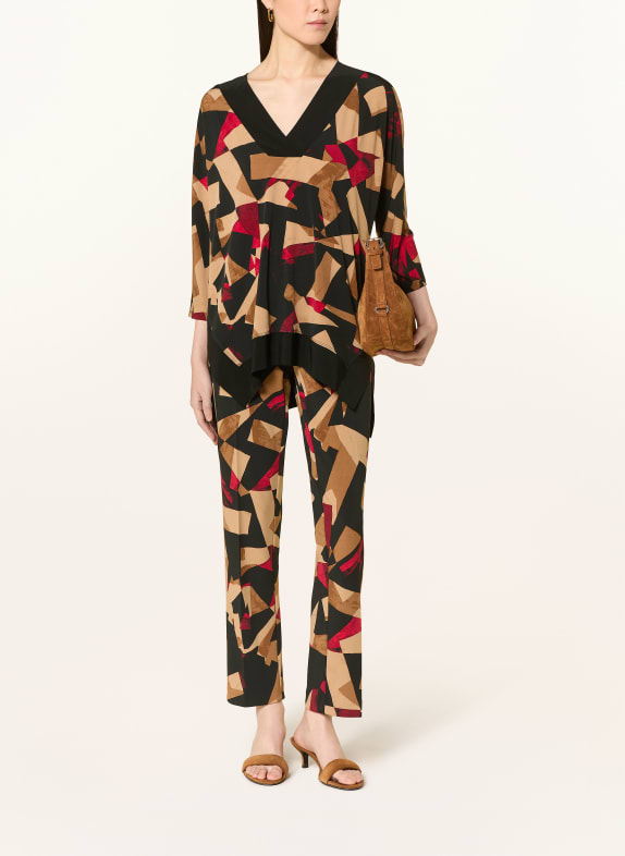 Joseph Ribkoff Shirt met 3/4-mouwen ZWART / BEIGE / DONKERROOD