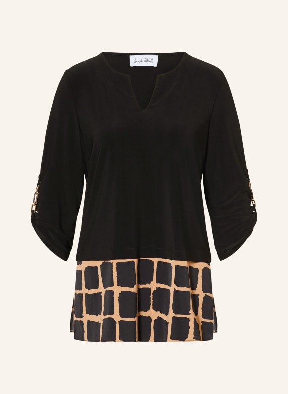 Joseph Ribkoff Chemisier en mélange de matières à manches 3/4 NOIR / BEIGE
