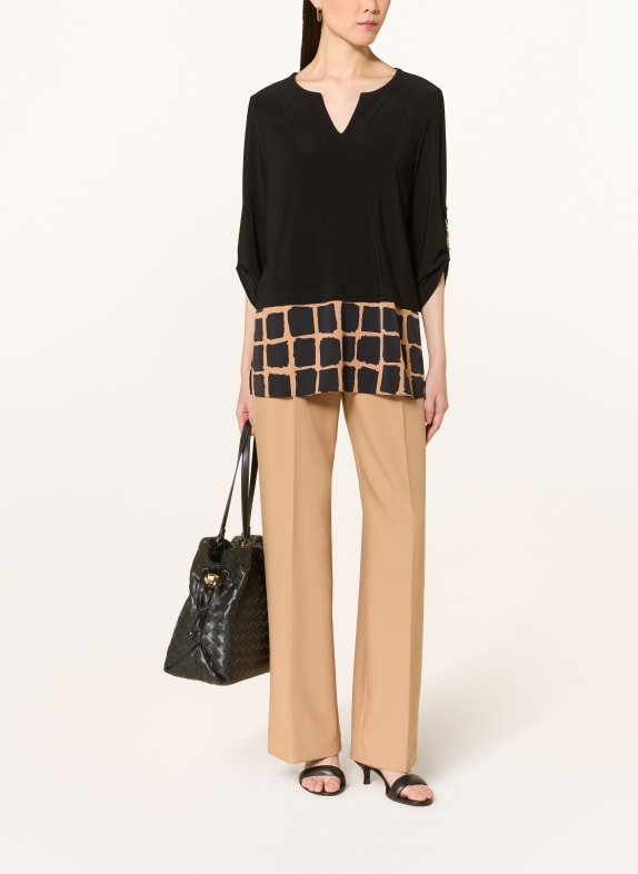 Joseph Ribkoff Blouse-shirt in gemengd materiaal met 3/4-mouwen ZWART / BEIGE