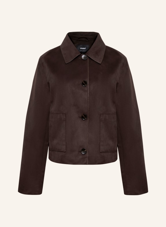 mavi Boxy jacket in leather look DARK BROWN