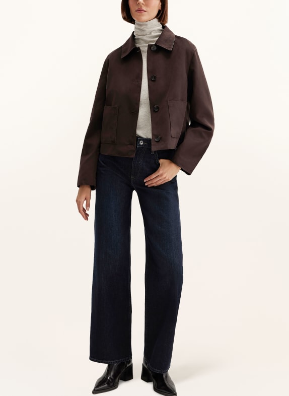 mavi Boxy jacket in leather look DARK BROWN