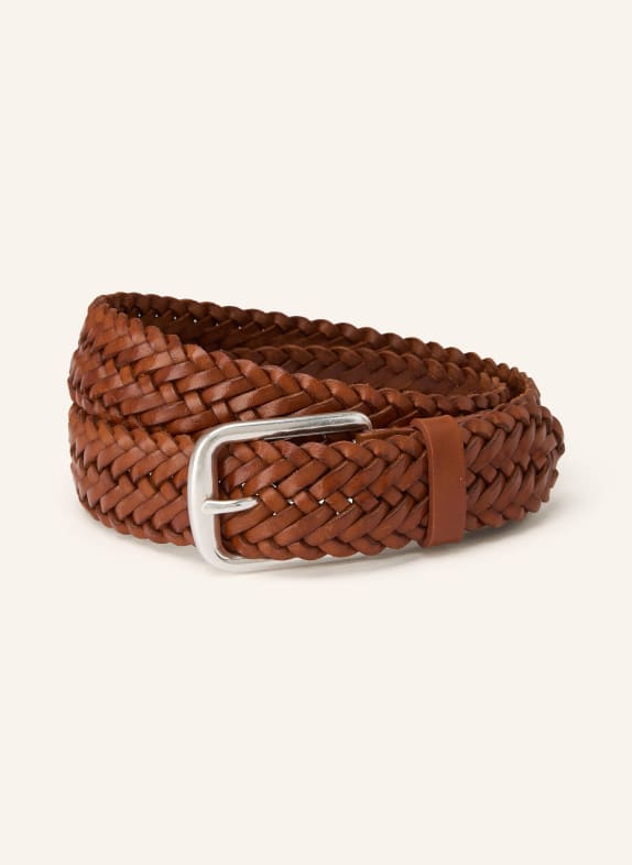 SANDRO Flechtgürtel aus Leder BRAUN / SILBER