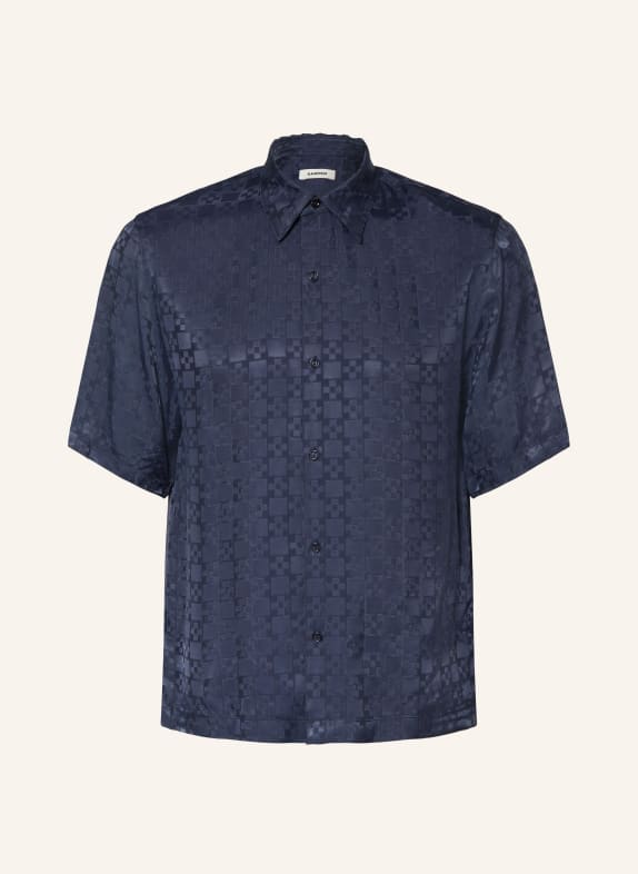 SANDRO Kurzarm-Hemd Regular Fit aus Jacquard DUNKELBLAU