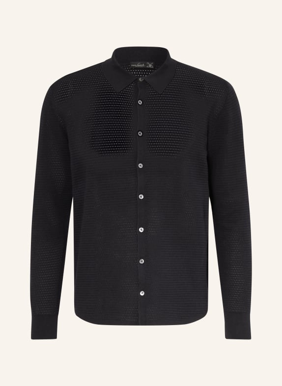 van Laack Gebreid overhemd VL-SAFINO-XX Regular Fit DONKERBLAUW