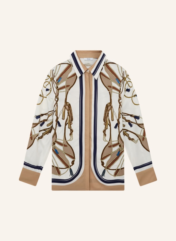 REISS Hemdbluse ELLIS ECRU / CAMEL / BRAUN