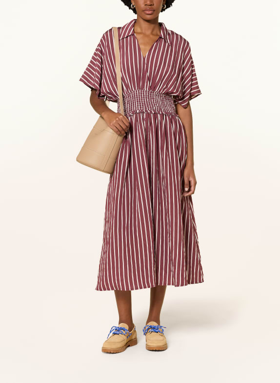 CLAUDIE PIERLOT Kleid mit Rüschen DUNKELROT / WEISS