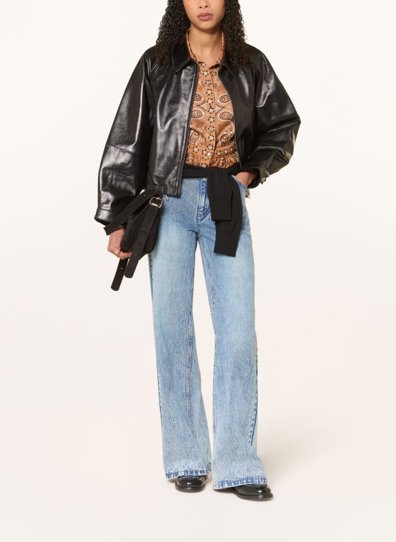 SANDRO Lederjacke SCHWARZ