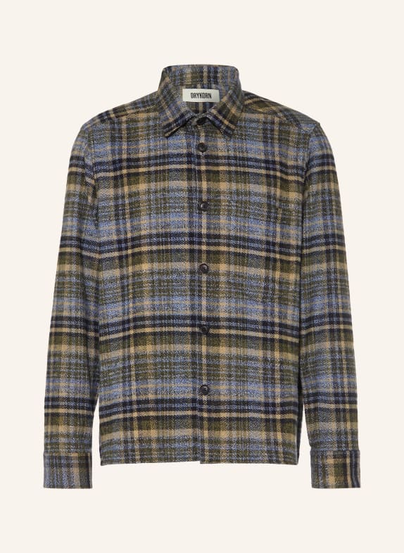 DRYKORN Chemise en flanelle DIEGGO Comfort Fit OLIVE / BLEU CLAIR / BLEU FONCÉ