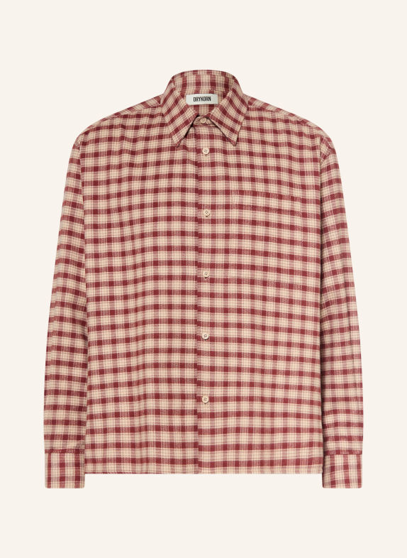 DRYKORN Flanellhemd BAUNT Comfort Fit DUNKELROT / BEIGE