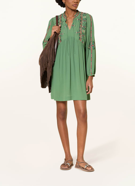 ba&sh Kleid TELMA GRÜN / ECRU / PINK