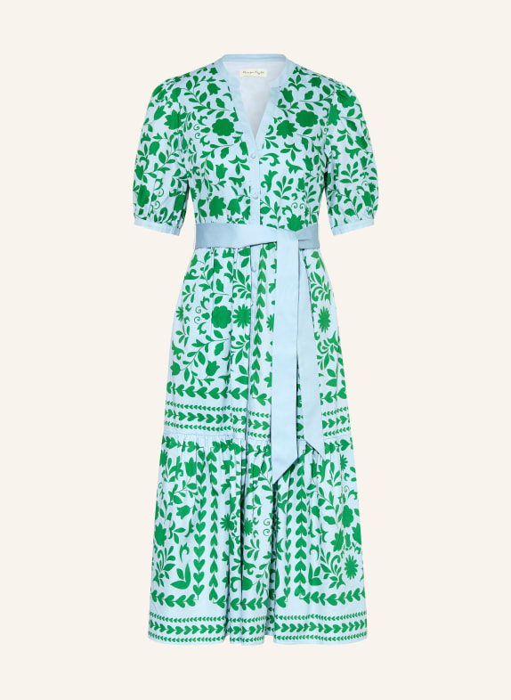 Phase Eight Jurk TRINITY met ruches LICHTBLAUW / GROEN