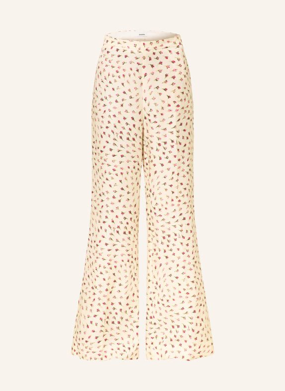 SANDRO Marlenehose CREME / ROT / DUNKELGRÜN