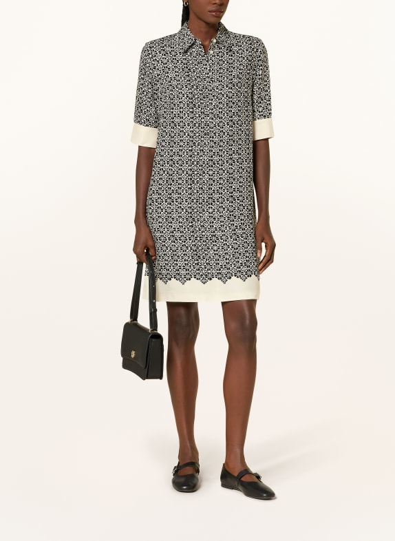 HOBBS Hemdblusenkleid MARCIELLA aus Satin SCHWARZ / ECRU