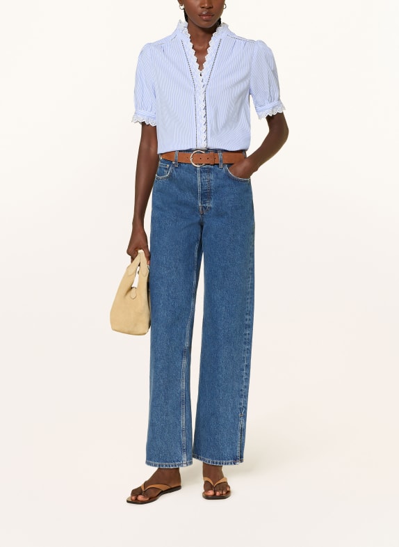 HOBBS Blouse NAIMA avec dentelle BLEU CLAIR / BLANC