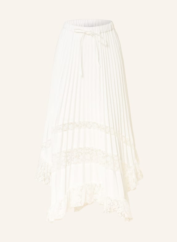 CLAUDIE PIERLOT Plisseerock mit Spitze und Rüschen WEISS