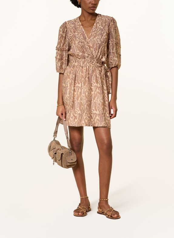 ba&sh Wickelkleid TEODORA mit 3/4-Arm HELLBRAUN / ECRU