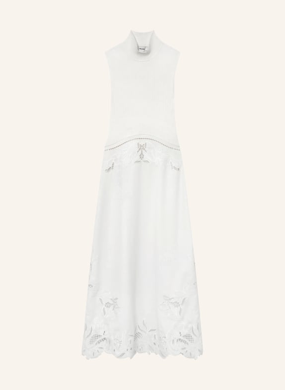 REISS PHOENIX dress in a mix of materials with eyelet lace ECRU