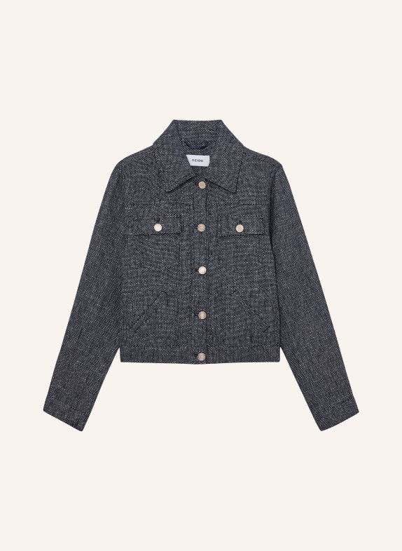 REISS Linen jacket BREE DARK BLUE / WHITE