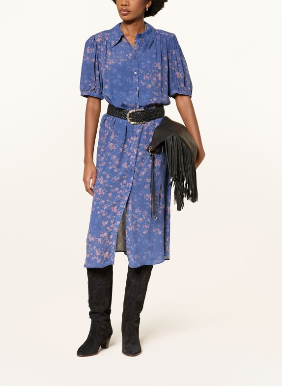 ba&sh Košilové šaty NORMA TMAVĚ MODRÁ / SVĚTLE ČERVENÁ / TMAVĚ ORANŽOVÁ