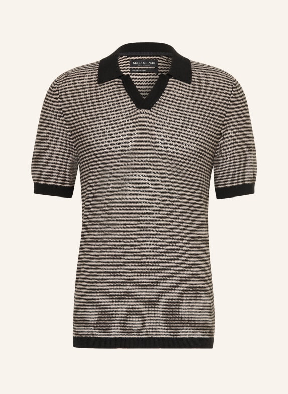 Marc O'Polo Strick-Poloshirt SCHWARZ / WEISS