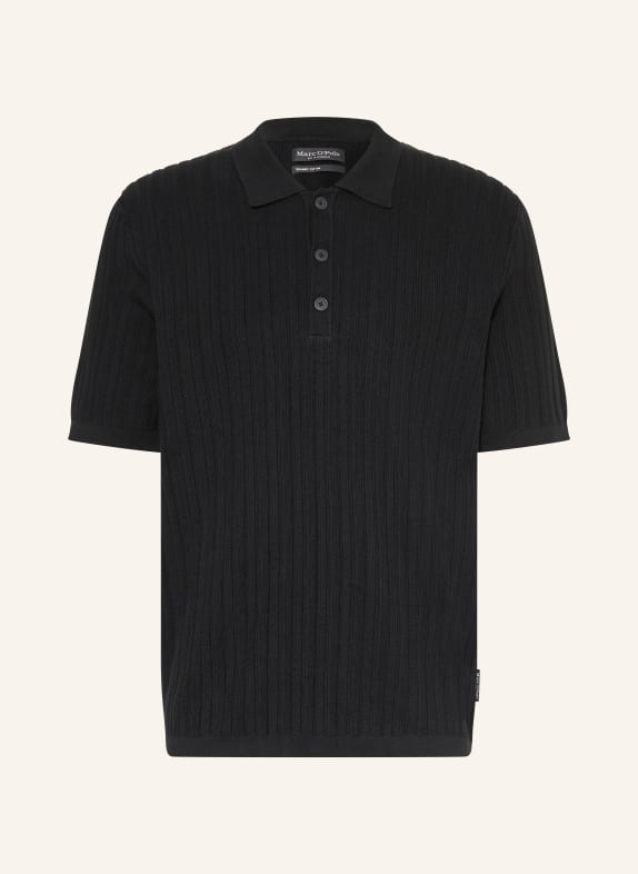 Marc O'Polo Gebreid poloshirt ZWART