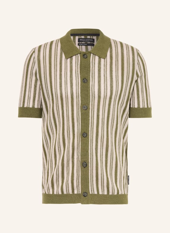 Marc O'Polo Strickhemd Regular Fit OLIV / CREME