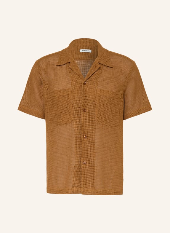 SANDRO Resorthemd Regular Fit aus Mesh CAMEL