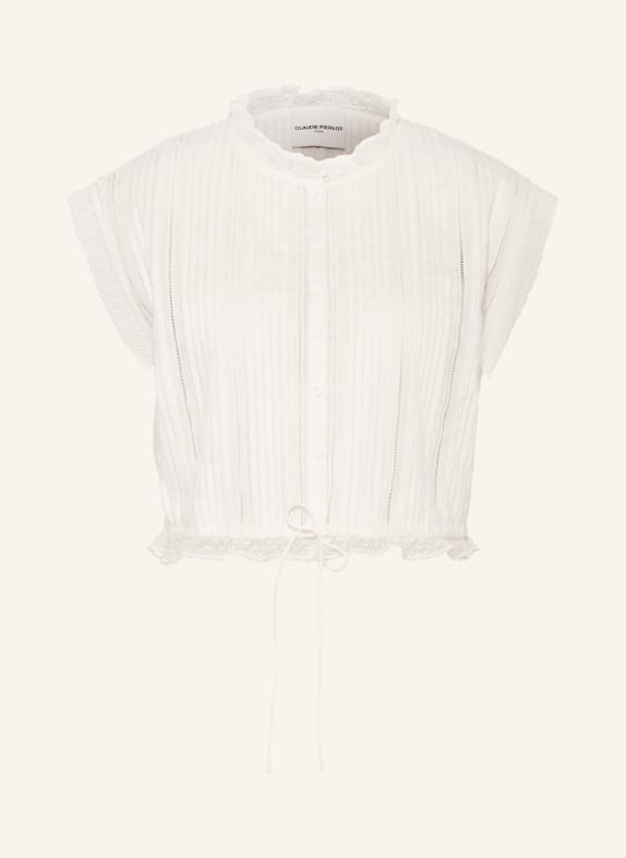 CLAUDIE PIERLOT Cropped-Top mit Spitze und Rüschen WEISS