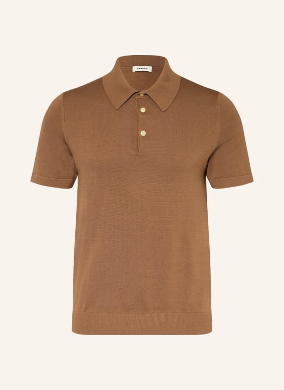 SANDRO Strick-Poloshirt COGNAC