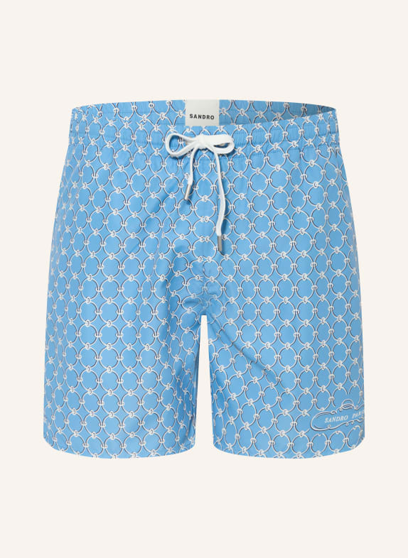 SANDRO Badeshorts HELLBLAU / WEISS / SCHWARZ