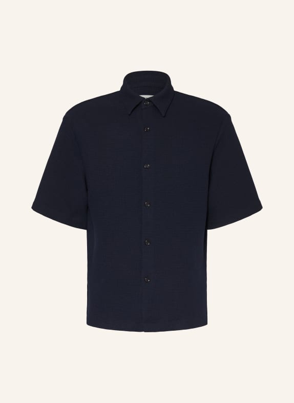 SANDRO Kurzarm-Hemd Slim Fit aus Piqué DUNKELBLAU