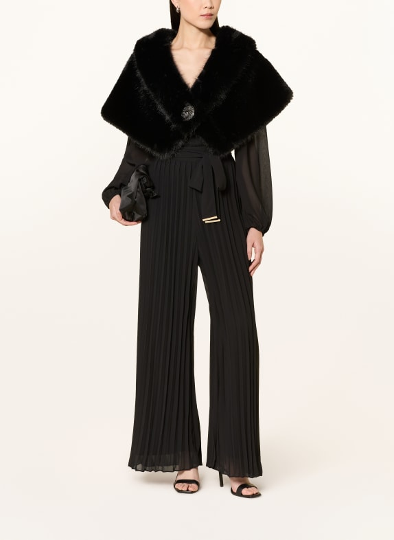 Joseph Ribkoff SIGNATURE Bolero din blană artificială cu pietre decorative NEGRU
