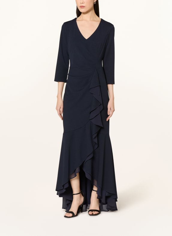 Joseph Ribkoff SIGNATURE Rochie de seară cu mâneci 3/4 și volane ALBASTRU ÎNCHIS
