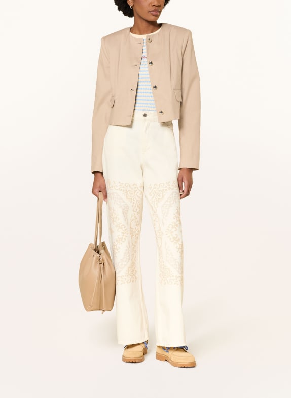 CLAUDIE PIERLOT Kastenjacke mit Leinen BEIGE / GOLD